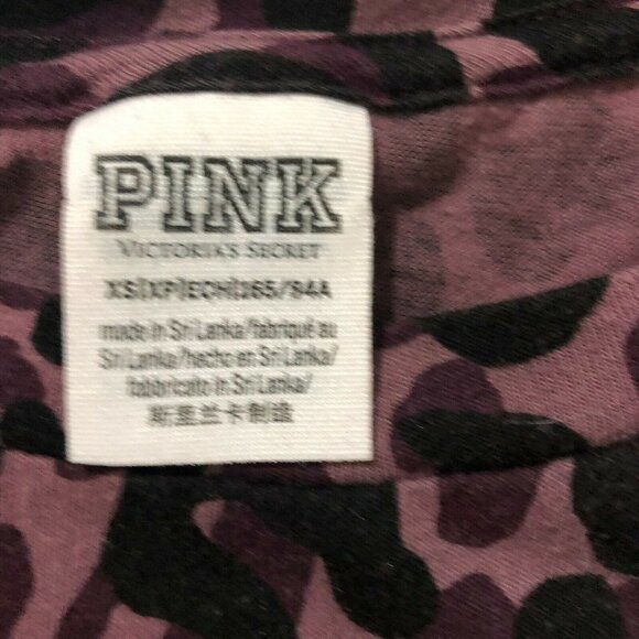 Victoria’s Secret PINK Short Sleeve Purple Leopard Print Crewneck T-Shirt XS - Picture 8 of 8